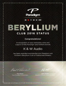 Paradigm Anthem Beryllium Dealer