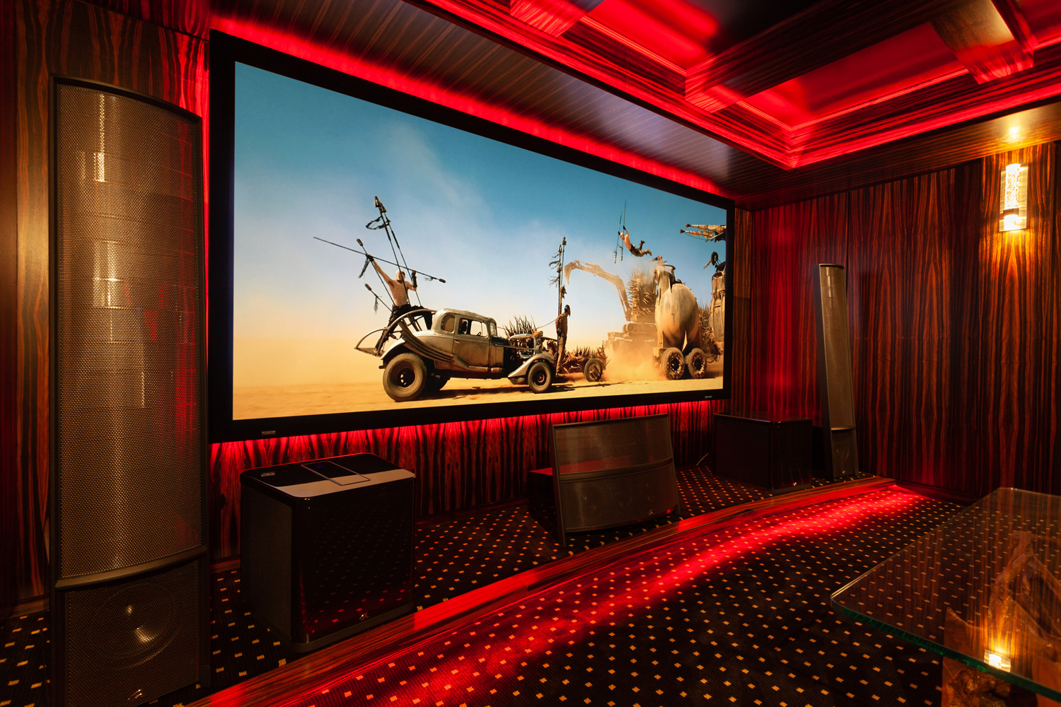 Martin Logan Speakers in custom private home theater in Calgary.