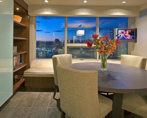 8K LED TV above the dresser, professionally installed in a Calgary bedroom.